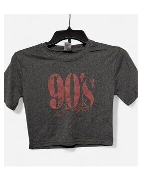 90s Babe Graphic Crop Tee Small Gray Short Sleeve Top